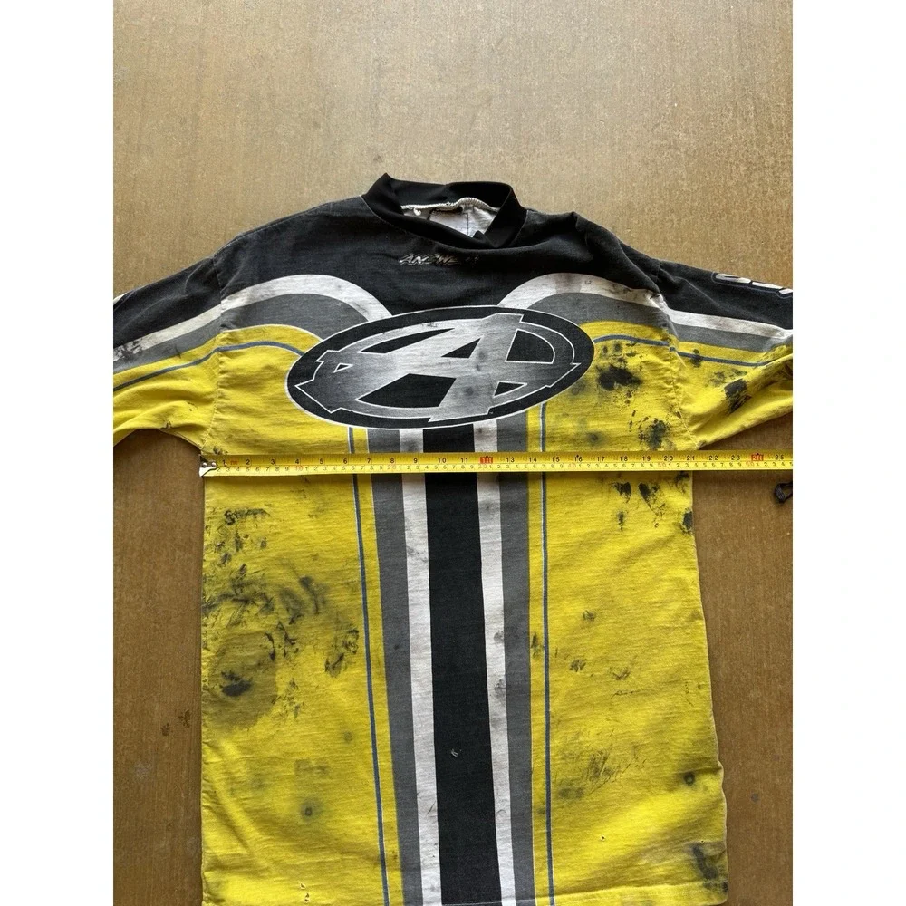 VTG 90s Answer Racewear Trashed Distressed Motocross All Over Print T-Shirt L